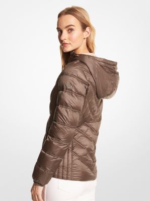 Nylon Packable Hooded Jacket in OLIVE COMBO | Michael Kors