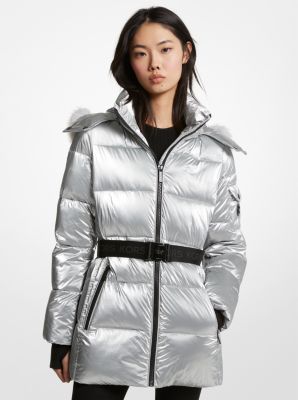 Michael kors deals belted puffer coat