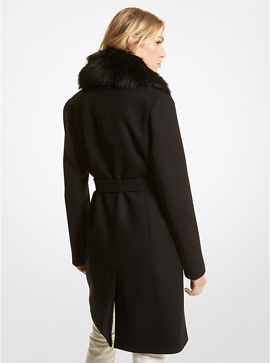 Faux Fur-Collar Wool Blend Coat image number 1