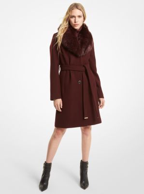 Faux Fur Collar Wool Blend Coat Michael Kors Canada