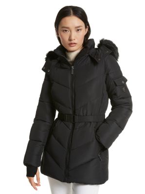 Michael Kors Quilted Faux Fur Hooded Vest