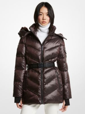 Faux Fur Trim Quilted Ciré Jacket image number 0