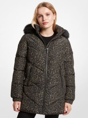 Leopard Print Quilted Puffer Coat image number 0