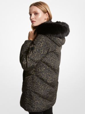 Leopard Print Quilted Puffer Coat image number 1