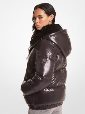 Michael michael kors quilted nylon and store faux fur puffer