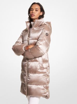 Metallic Satin Cir Quilted Puffer Coat Michael Kors