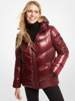 Women's michael kors outlet leather jacket with hood