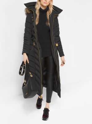 michael kors down coat with fur hood