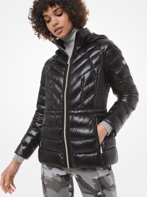 michael kors quilted nylon packable hooded puffer jacket