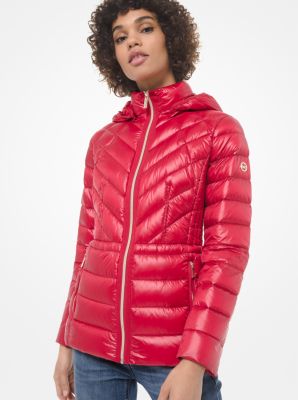 michael kors quilted nylon packable hooded puffer jacket