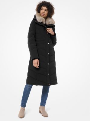 michael kors puffer coat with faux fur hood