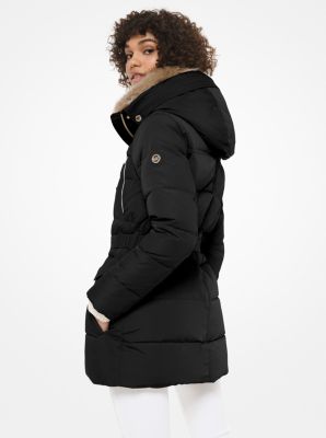 faux fur trim puffer coat michael kors