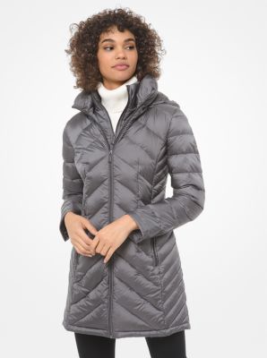 michael kors quilted nylon packable hooded puffer jacket