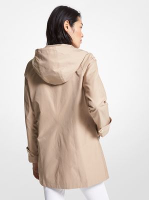 Cotton Blend Hooded Raincoat in KHAKI | Michael Kors