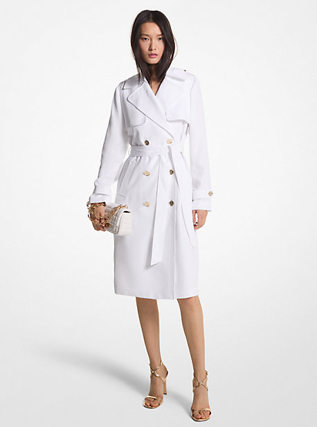 Shop Michael Kors Draped Woven Trench Coat In White