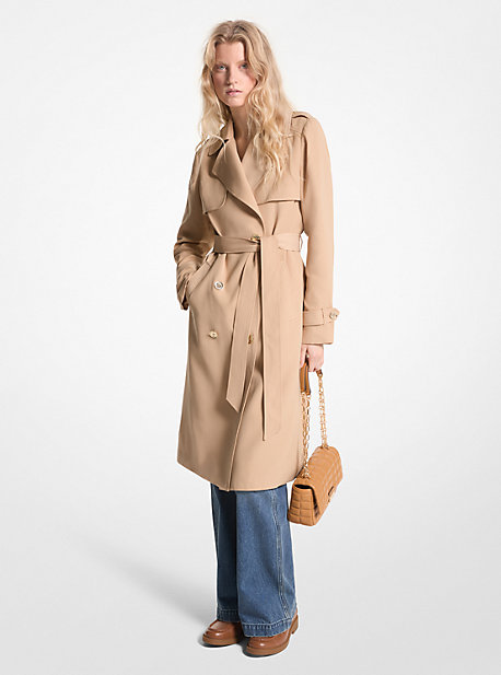 Shop Michael Kors Draped Woven Trench Coat In Natural