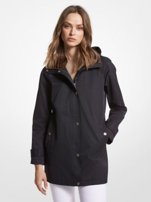 Imperméable à capuchon en mélange de coton