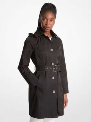 Trench-coat à capuchon en mélange de coton