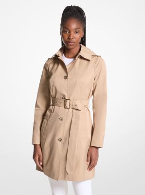 Trench-coat à capuchon en mélange de coton