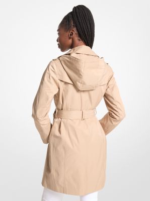 Trench-coat à capuchon en mélange de coton