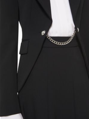 Embellished Wool Gabardine Cutaway Riding Jacket in BLACK | Michael Kors
