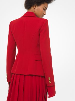 Veste tronqu&eacute;e en gabardine de laine orn&eacute;e