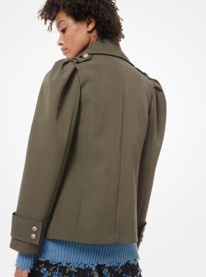 Bonded Wool-and-Cotton Gabardine Military Peacoat