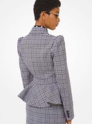 Glen Plaid Wool Peplum Jacket