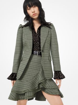 Blazer en laine extensible &agrave; carreaux