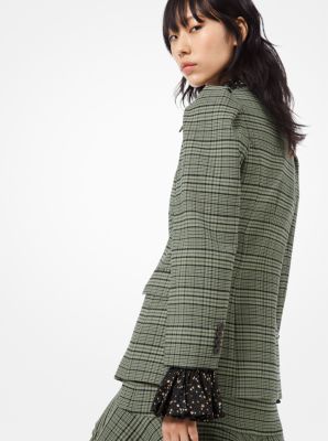 Blazer en laine extensible &agrave; carreaux