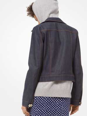 Jeweled-Button Denim Jacket