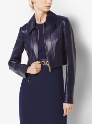 Michael kors sale cropped leather jacket