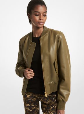 Michael kors leather store bomber jacket