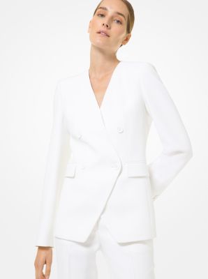 white collarless blazer womens