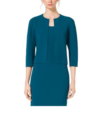 Wool-Crepe Crewneck Jacket