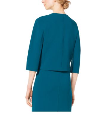 Wool-Crepe Crewneck Jacket