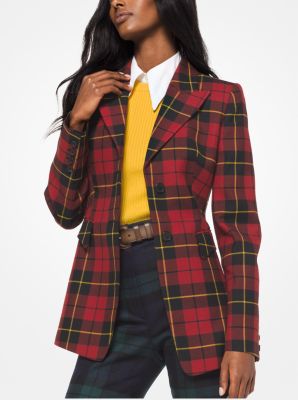 Yellow Plaid Blazer Womens