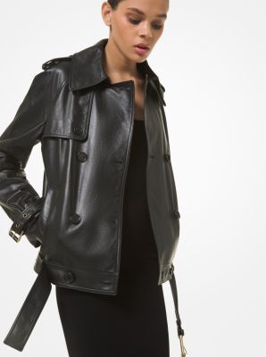 black leather michael kors jacket