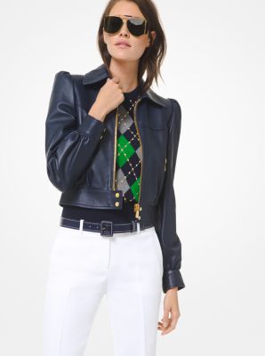 Michael kors sale cropped leather jacket