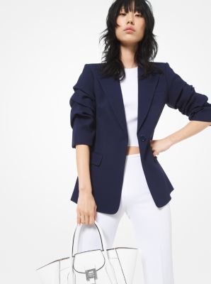 Double Crepe-Sablé Crushed-Sleeve Blazer