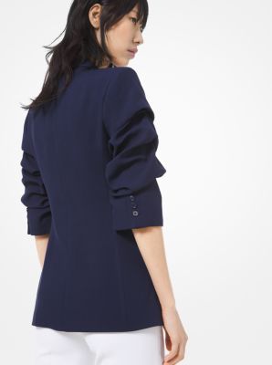 Double Crepe-Sablé Crushed-Sleeve Blazer