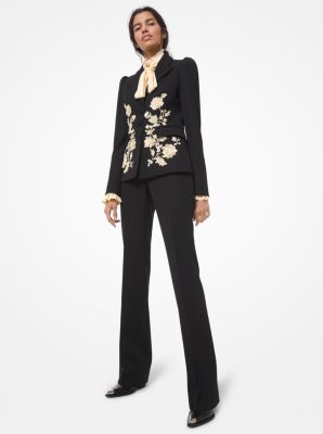 Floral Embroidered Wool Gabardine Blazer | Michael Kors Canada