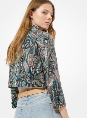 Hand-Painted Daisy Python Jacket | Michael Kors Canada