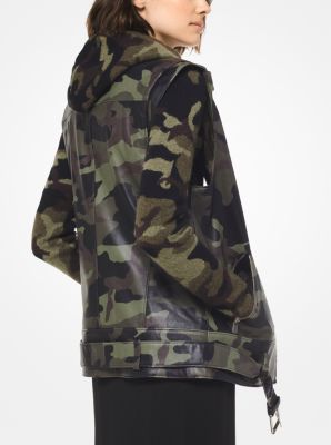 Camo Plong Leather Moto Vest Michael Kors Canada