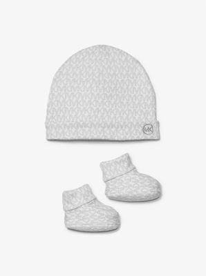 Ensemble-cadeau tuque et chaussons en coton à logo pour bébé image number 0