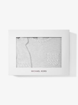 Michael Kors Mk Logo Knit 3-Piece Gift Box Set Scarf, Hat & Gloves, Black/White, Women's, Size: One Size