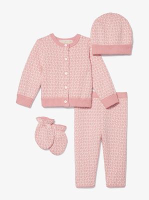 Logo Jacquard Cotton 4-Piece Baby Gift Set image number 0