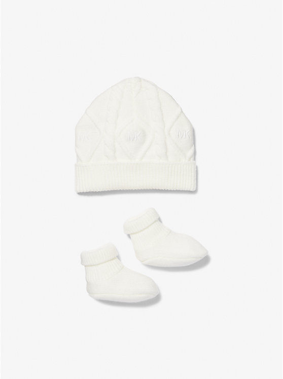Cable Knit Hat and Booties Baby Gift Set image number 0