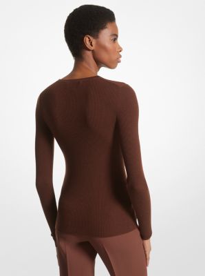 Hutton Featherweight Cashmere Sweater in NUTMEG | Michael Kors