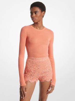 Shop Michael Kors Hutton Featherweight Cashmere Sweater In Orange